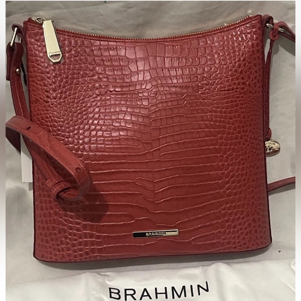 Brahmin Katie Red Assorted Crossbody Bag Genuine Leather  NWT
